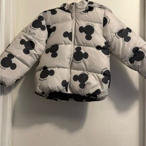 H&M Kids Mickey Mouse Puffer Jacket - Gray and Black